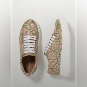 Anthropologie Beige Floral Sneakers